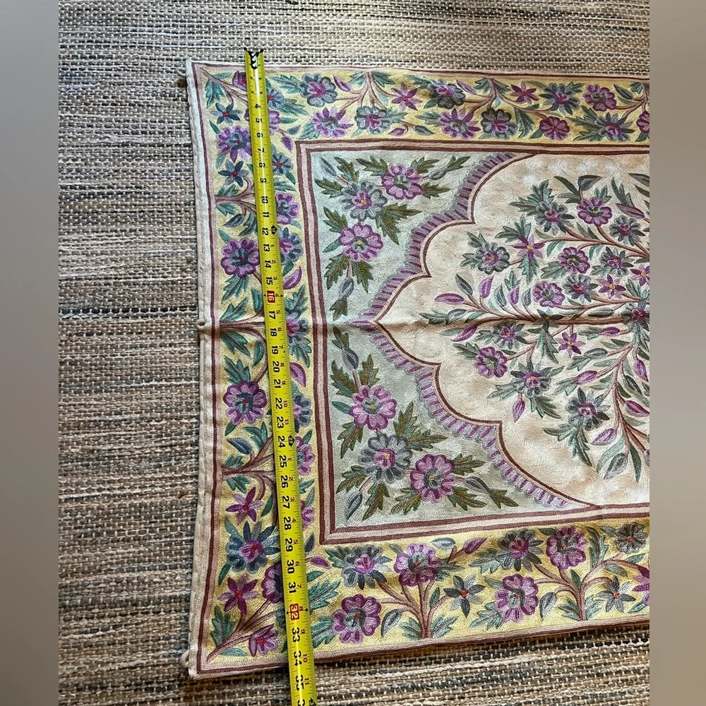Floral Tapestry with Purple and Green Accents